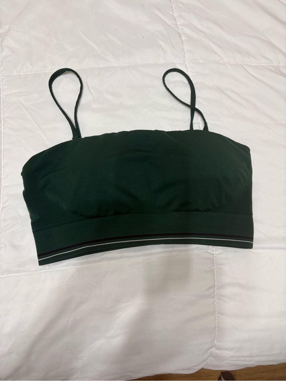 Alphalete Forest Green Bandeau Bra with Thin Straps